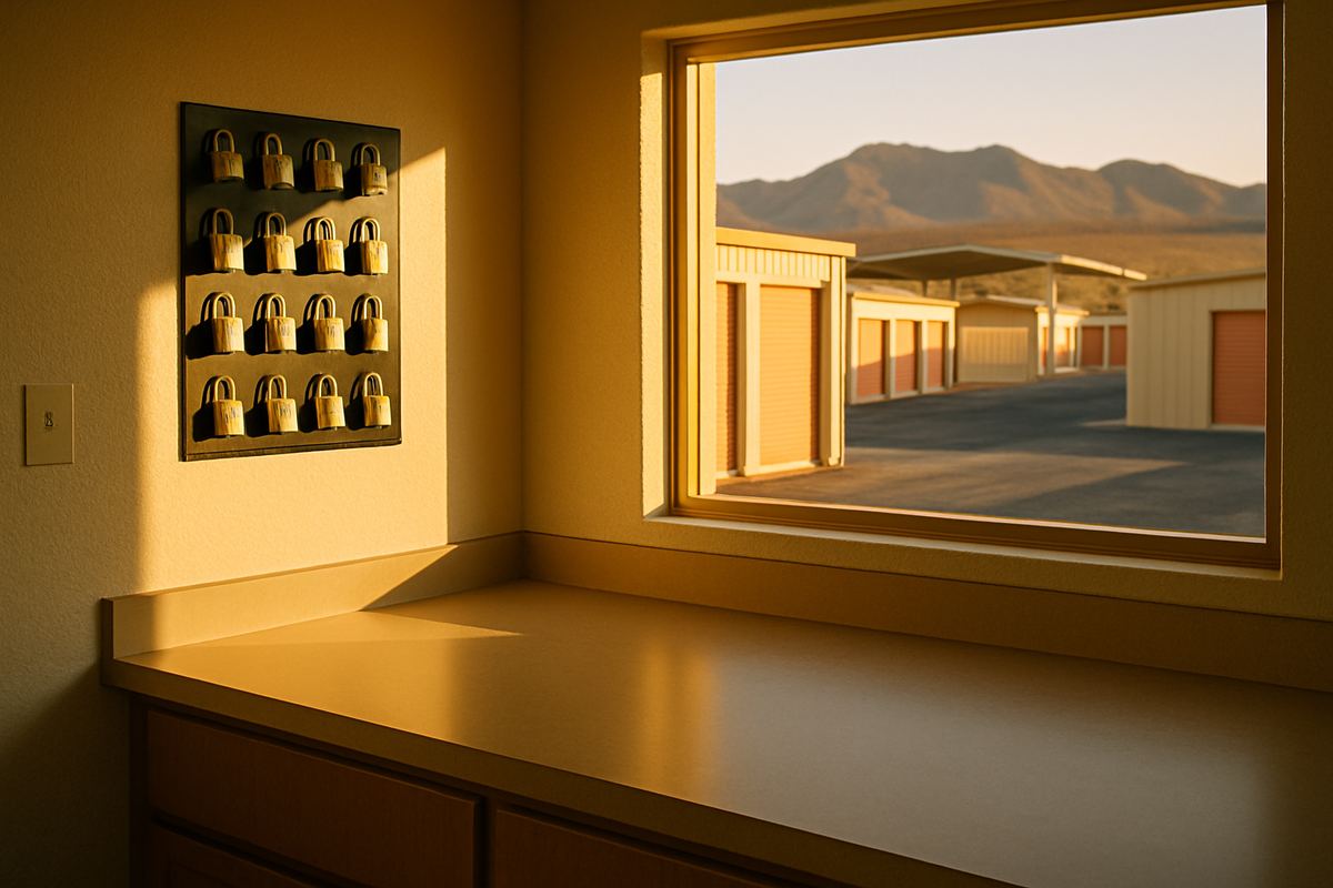 Quiet front office of an inherited self-storage facility