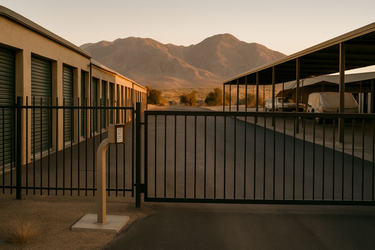 Gated keypad entrance at a Carson City storage facility